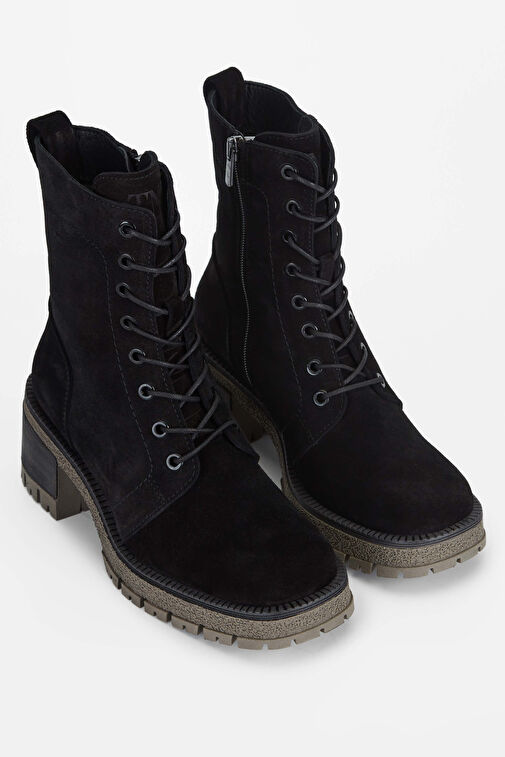 Tamer Tanca Kadın Hakiki Deri Siyah Süet Casual Bot - Görsel 3