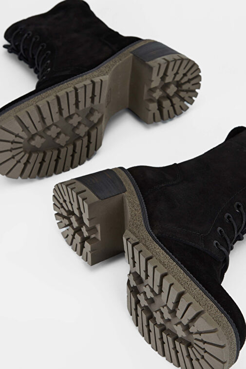 Tamer Tanca Kadın Hakiki Deri Siyah Süet Casual Bot - Görsel 6