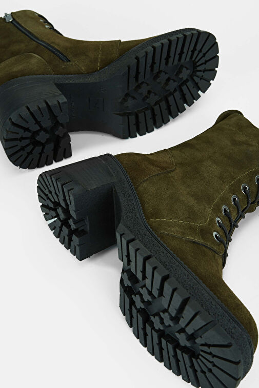 Tamer Tanca Kadın Hakiki Deri Haki Süet Casual Bot - Görsel 6