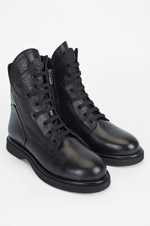 Tamer Tanca Kadın Hakiki Deri Siyah Deri Casual Bot - Görsel 3