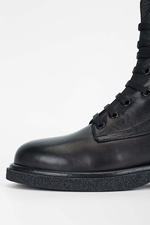 Tamer Tanca Kadın Hakiki Deri Siyah Deri Casual Bot - Görsel 4