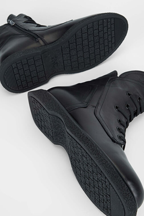 Tamer Tanca Kadın Hakiki Deri Siyah Deri Casual Bot - Görsel 6