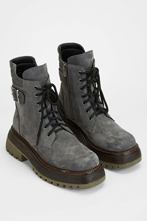 Tamer Tanca Kadın Hakiki Deri Gri Casual Bot - Görsel 3