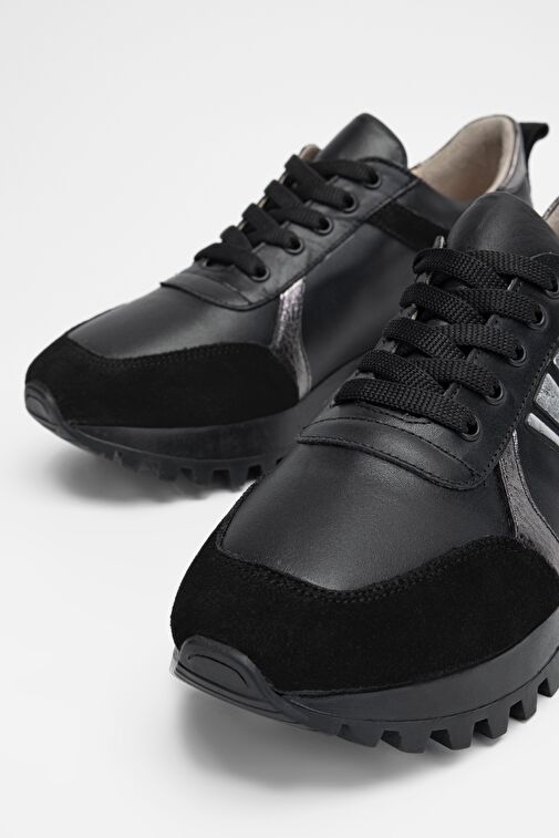 Valmenti Kadın Siyah Hakiki Deri Sneakers & Spor Ayakkabı - Görsel 4