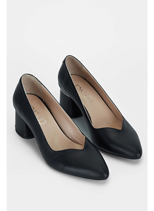 Tamer Tanca Kadın Hakiki Deri Siyah Deri Topuklu Ayakkabı - Görsel 3