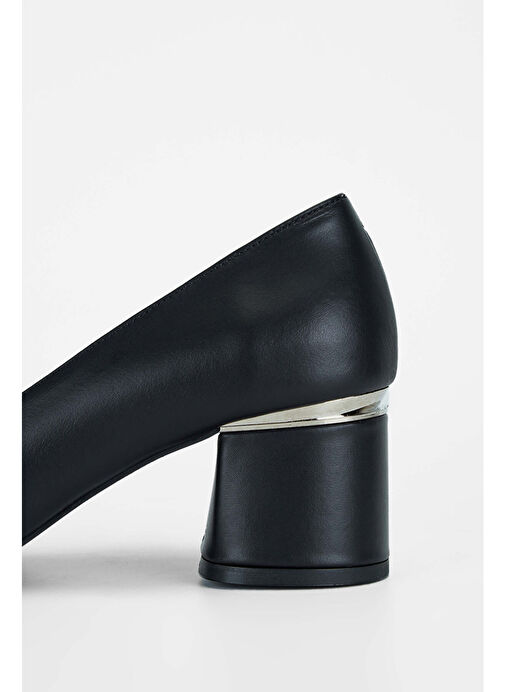 Tamer Tanca Kadın Hakiki Deri Siyah Deri Topuklu Ayakkabı - Görsel 5