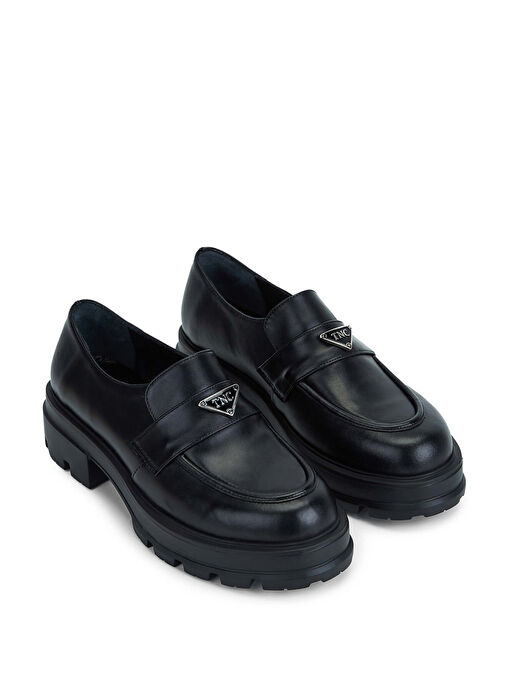 Tamer Tanca Kadın Hakiki Deri Siyah Deri Loafer Ayakkabı - Görsel 3