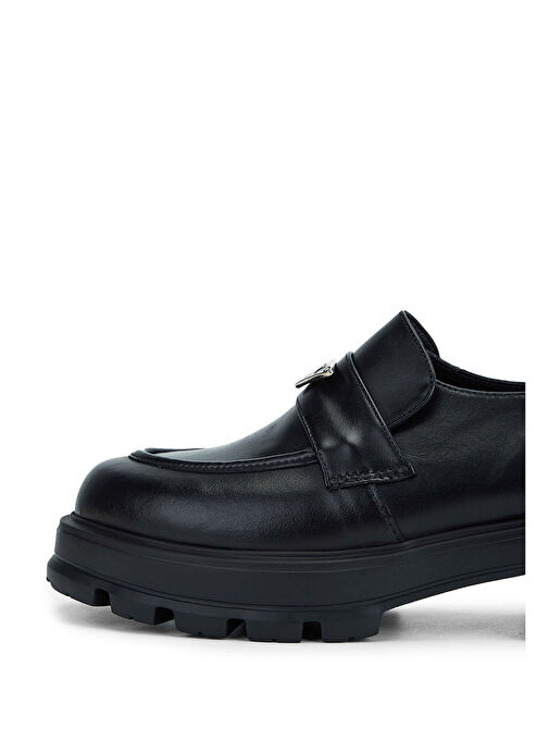 Tamer Tanca Kadın Hakiki Deri Siyah Deri Loafer Ayakkabı - Görsel 4