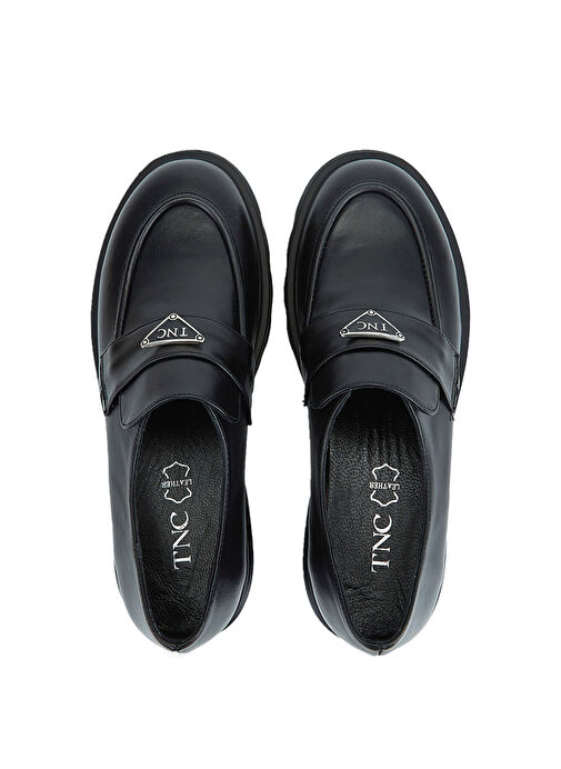 Tamer Tanca Kadın Hakiki Deri Siyah Deri Loafer Ayakkabı - Görsel 6