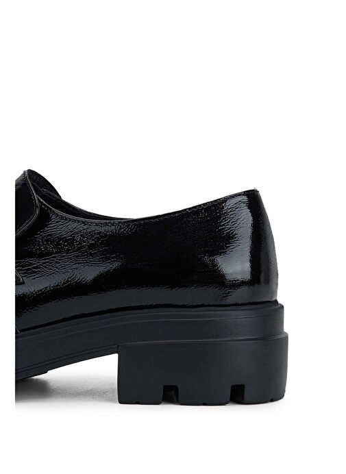 Tamer Tanca Kadın Hakiki Deri Siyah Rugan Loafer Ayakkabı - Görsel 5