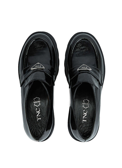 Tamer Tanca Kadın Hakiki Deri Siyah Rugan Loafer Ayakkabı - Görsel 6