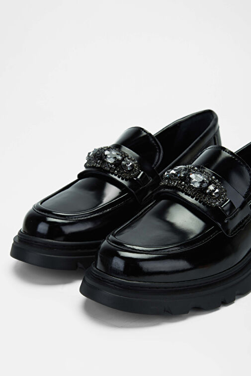 Tamer Tanca Kadın Suni Deri Siyah Açma Loafer Ayakkabı - Görsel 4