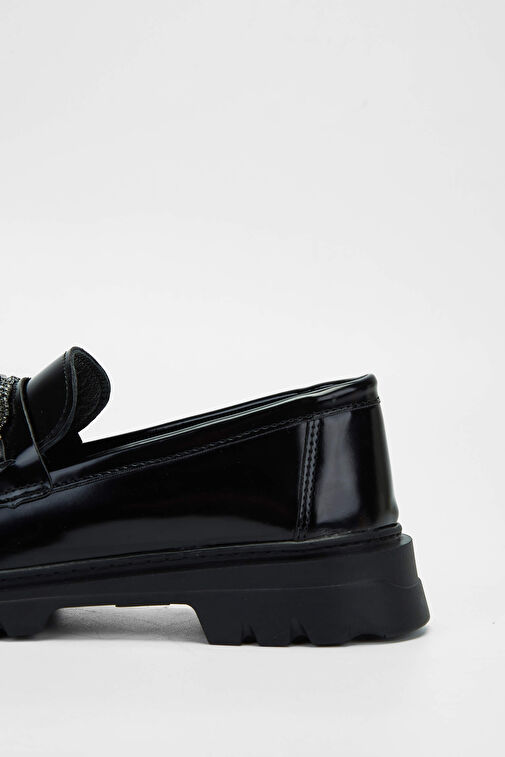 Tamer Tanca Kadın Suni Deri Siyah Açma Loafer Ayakkabı - Görsel 6