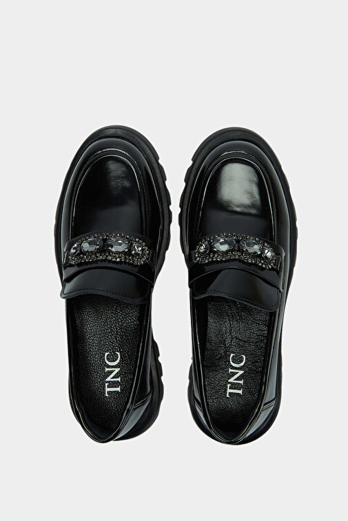 Tamer Tanca Kadın Suni Deri Siyah Açma Loafer Ayakkabı - Görsel 7