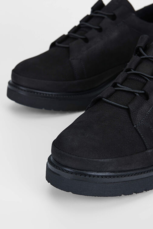 Tamer Tanca Kadın Hakiki Deri Siyah Nubuk Casual Ayakkabı - Görsel 4