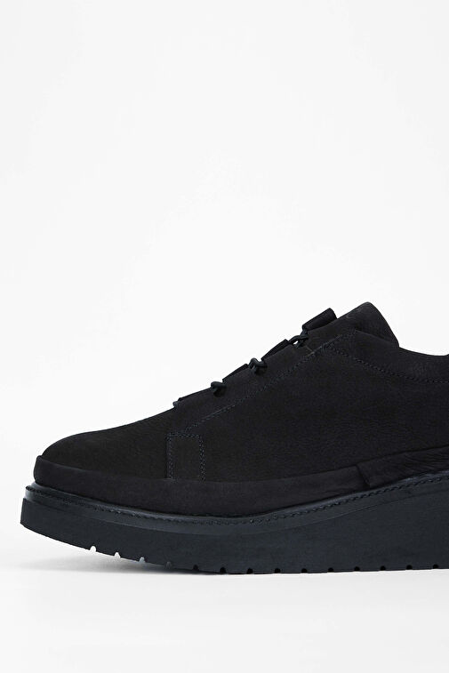 Tamer Tanca Kadın Hakiki Deri Siyah Nubuk Casual Ayakkabı - Görsel 5