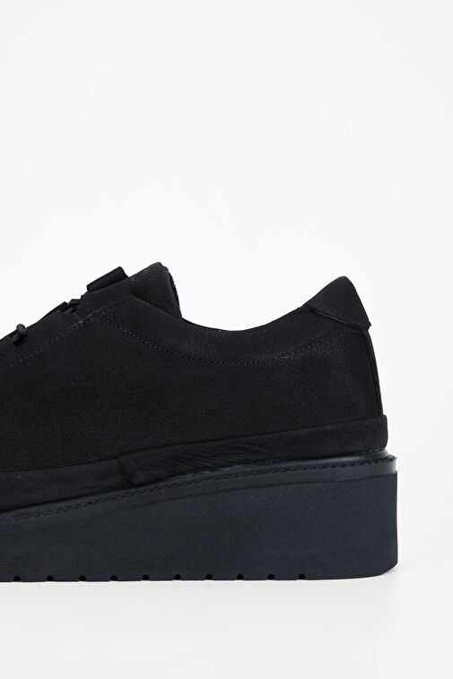 Tamer Tanca Kadın Hakiki Deri Siyah Nubuk Casual Ayakkabı - Görsel 6