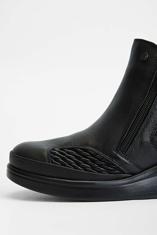 Tamer Tanca Kadın Hakiki Deri Siyah Casual Bot - Görsel 4