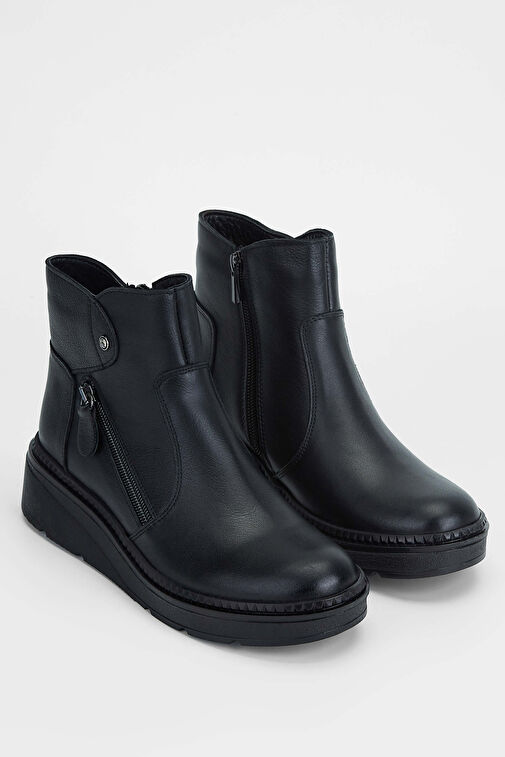 Tamer Tanca Kadın Hakiki Deri Siyah Casual Bot - Görsel 3