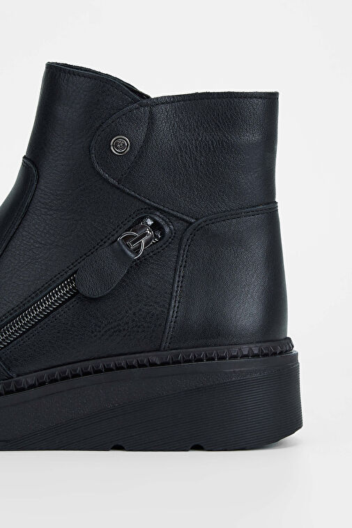 Tamer Tanca Kadın Hakiki Deri Siyah Casual Bot - Görsel 5