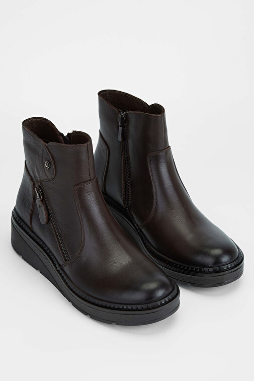 Tamer Tanca Kadın Hakiki Deri Kahverengi Casual Bot - Görsel 3