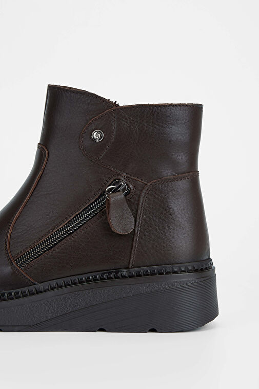 Tamer Tanca Kadın Hakiki Deri Kahverengi Casual Bot - Görsel 6