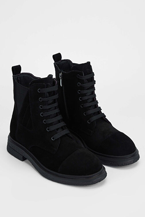 Tamer Tanca Kadın Hakiki Deri Siyah Süet Casual Bot - Görsel 3