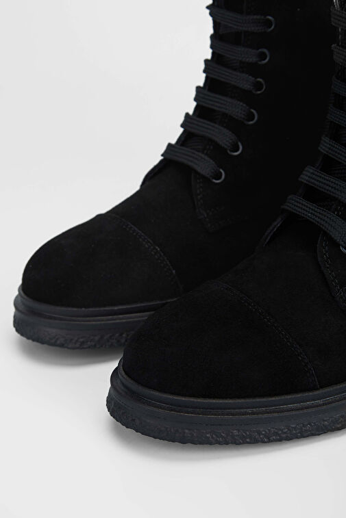 Tamer Tanca Kadın Hakiki Deri Siyah Süet Casual Bot - Görsel 4