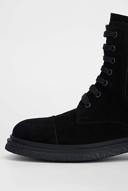 Tamer Tanca Kadın Hakiki Deri Siyah Süet Casual Bot - Görsel 5