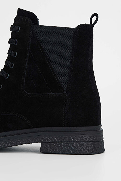 Tamer Tanca Kadın Hakiki Deri Siyah Süet Casual Bot - Görsel 6