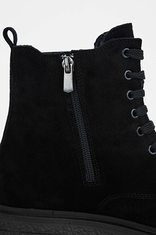Tamer Tanca Kadın Hakiki Deri Siyah Süet Casual Bot - Görsel 7