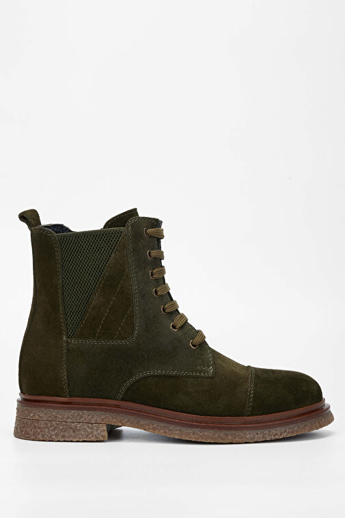 Tamer Tanca Kadın Hakiki Deri Haki Süet Casual Bot - Görsel 2