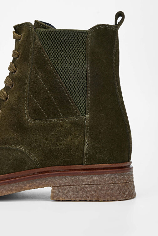 Tamer Tanca Kadın Hakiki Deri Haki Süet Casual Bot - Görsel 6