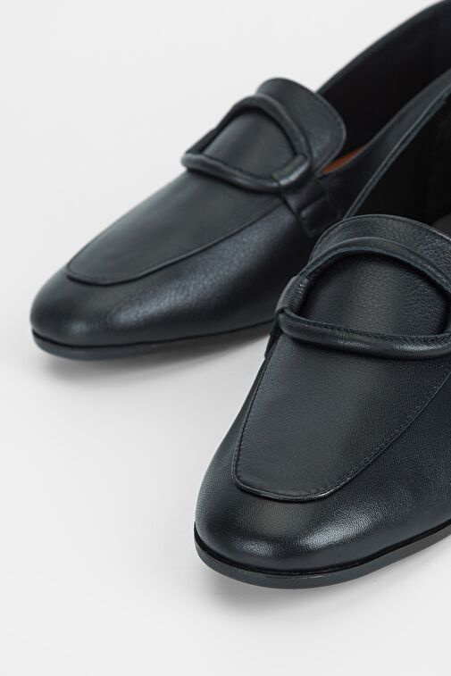Valmenti Kadın Siyah Hakiki Deri Loafer Ayakkabı - Görsel 4