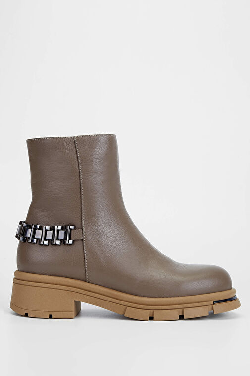 Tamer Tanca Kadın Hakiki Deri Bej Casual Bot - Görsel 2