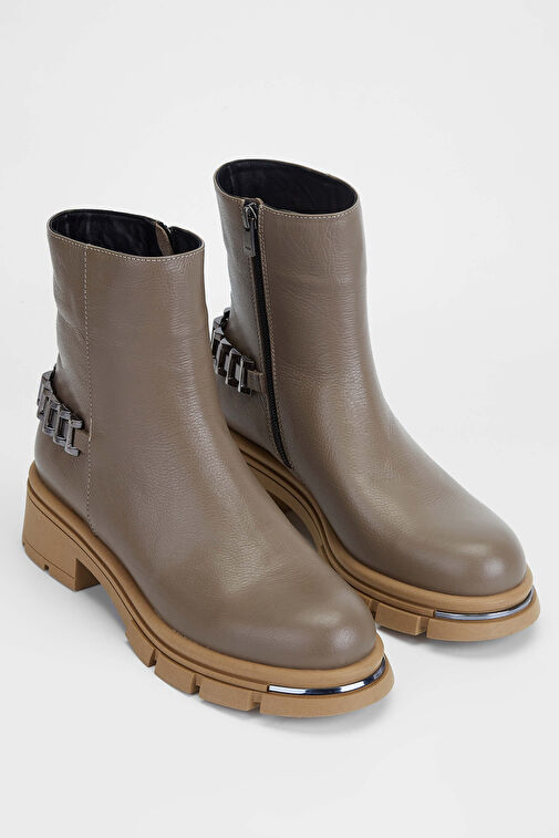 Tamer Tanca Kadın Hakiki Deri Bej Casual Bot - Görsel 3