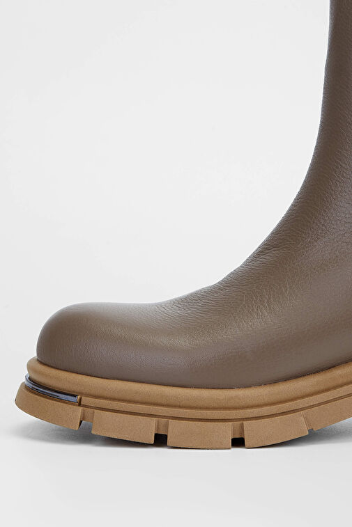 Tamer Tanca Kadın Hakiki Deri Bej Casual Bot - Görsel 4