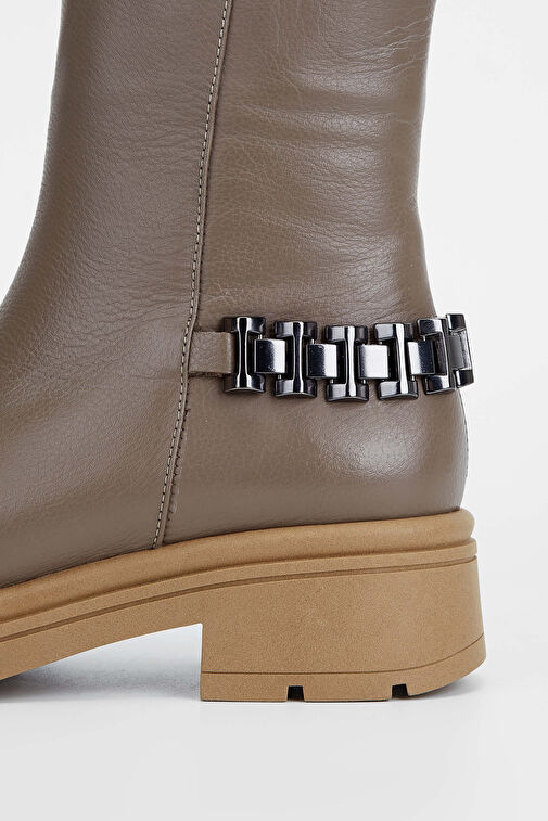 Tamer Tanca Kadın Hakiki Deri Bej Casual Bot - Görsel 6