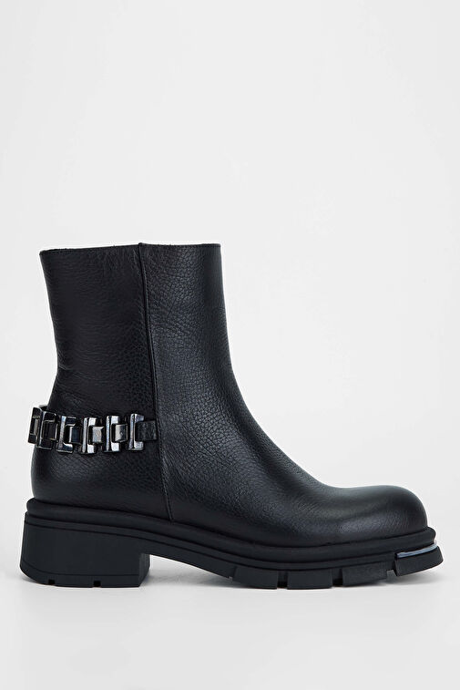 Tamer Tanca Kadın Hakiki Deri Siyah Casual Bot - Görsel 3