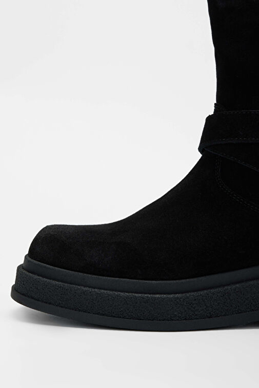 Tamer Tanca Kadın Hakiki Deri Siyah Süet Casual Bot - Görsel 3