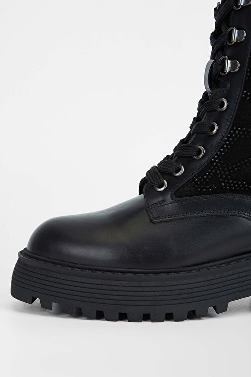 Tamer Tanca Kadın Hakiki Deri Siyah Deri Casual Bot - Görsel 4