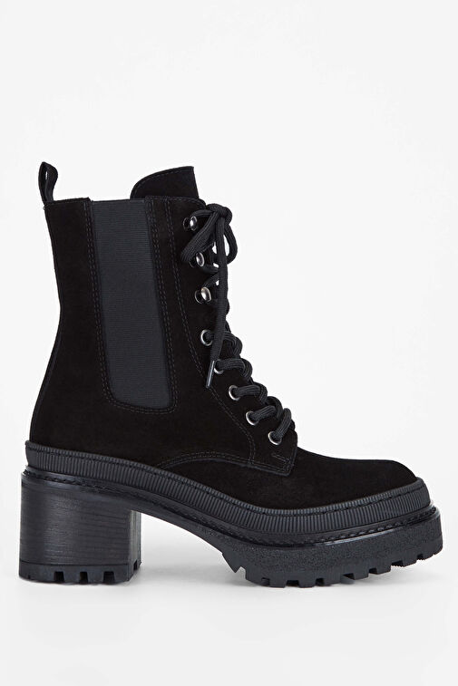 Tamer Tanca Kadın Hakiki Deri Siyah Süet Casual Bot - Görsel 2