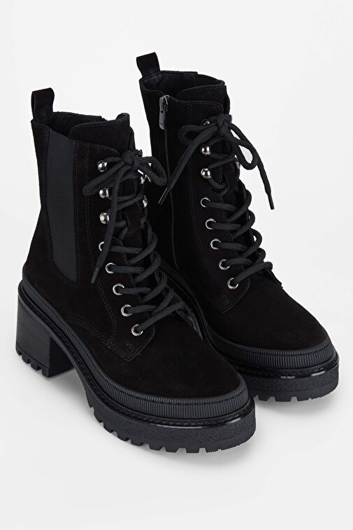 Tamer Tanca Kadın Hakiki Deri Siyah Süet Casual Bot - Görsel 3