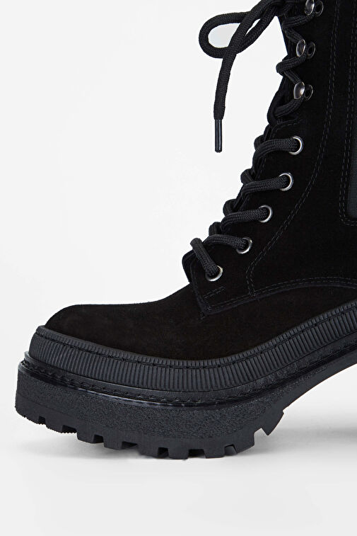 Tamer Tanca Kadın Hakiki Deri Siyah Süet Casual Bot - Görsel 4