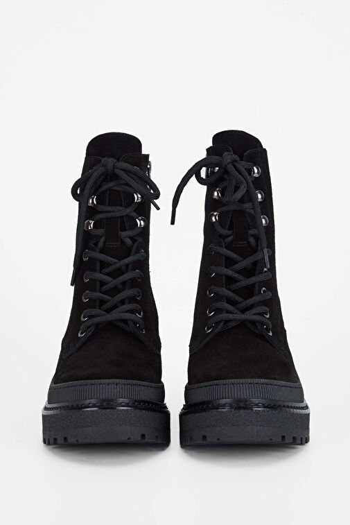 Tamer Tanca Kadın Hakiki Deri Siyah Süet Casual Bot - Görsel 6