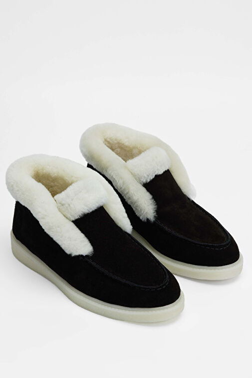 Tamer Tanca Kadın Hakiki Deri Siyah Süet Casual Bot - Görsel 3