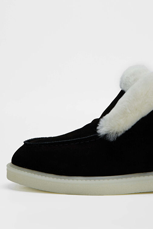 Tamer Tanca Kadın Hakiki Deri Siyah Süet Casual Bot - Görsel 4