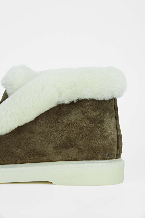 Tamer Tanca Kadın Hakiki Deri Haki Süet Casual Bot - Görsel 5