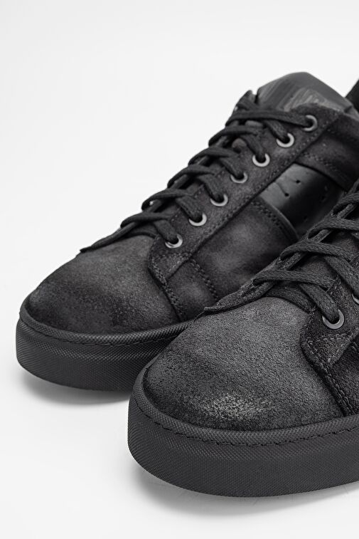 Valmenti Erkek Siyah grft Hakiki Deri Sneakers & Spor Ayakkabı - Görsel 4