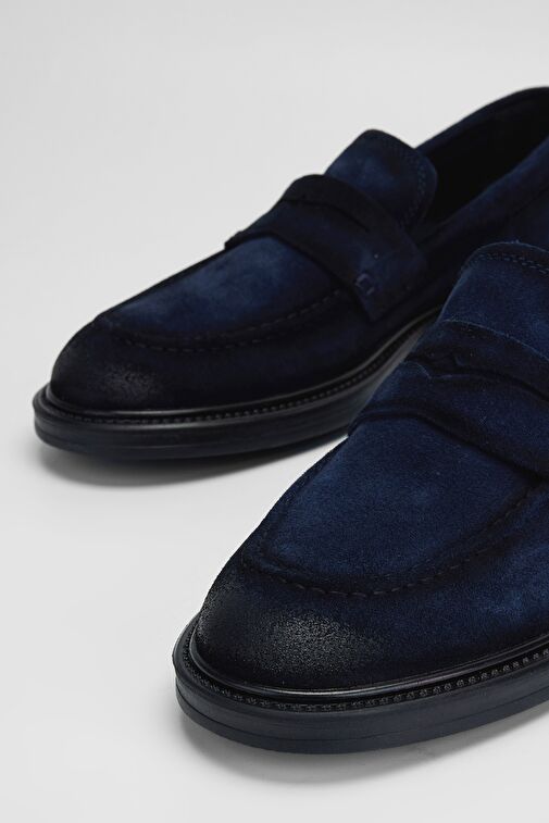 Valmenti Altair Erkek Lacivert Süet Hakiki Deri Loafer Ayakkabı - Görsel 4